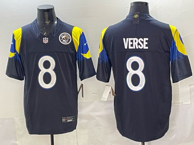 Men 2025 Los Angeles Rams #8 Verse Black 5th generation Throwback Nike Limited NFL Jersey 01